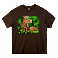 Chocolate Brown st patrick's day lucky cow family Heavy Core Tee - RanaPortraitStore