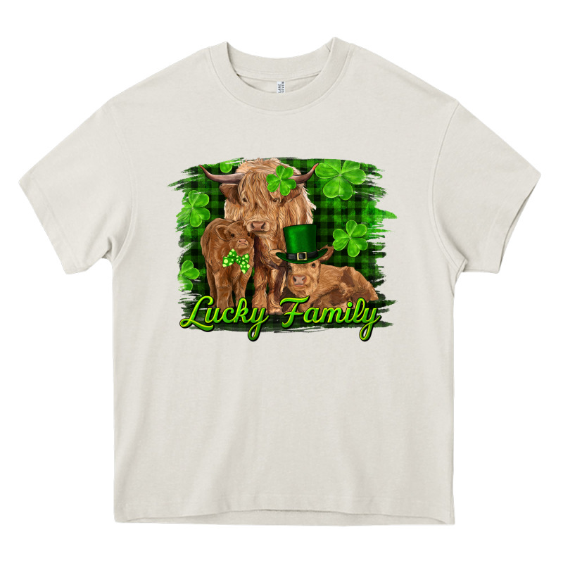 St Patrick's Day Lucky Cow Family Heavy Core Tee by RanaPortraitStore | Teevron