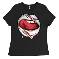 Black sports lips baseball Ladies Tee - texasbilliewilder