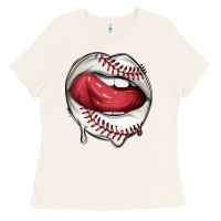 Bone sports lips baseball Ladies Tee - texasbilliewilder
