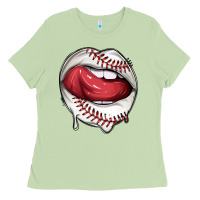 Matcha sports lips baseball Ladies Tee - texasbilliewilder