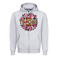Heather Grey western teacher sunflower Zipper Hoodie - NancyCooperArtShop
