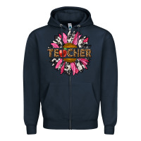 Navy western teacher sunflower Zipper Hoodie - NancyCooperArtShop