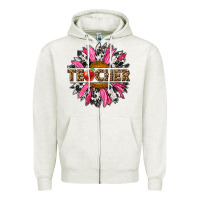 Oatmeal Heather western teacher sunflower Zipper Hoodie - NancyCooperArtShop