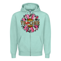 Seafoam western teacher sunflower Zipper Hoodie - NancyCooperArtShop
