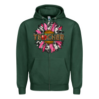 Sports Green western teacher sunflower Zipper Hoodie - NancyCooperArtShop