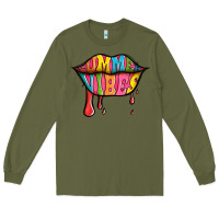 Army Green summer vibes lips Long Sleeve Tee - Jasminsmagicworld