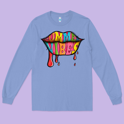Summer Vibes Lips Long Sleeve Tee Designed By Jasminsmagicworld