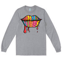 Heather Grey summer vibes lips Long Sleeve Tee - Jasminsmagicworld