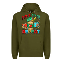 Army Green coffee teach repeat Premium Hoodie - NancyCooperArtShop