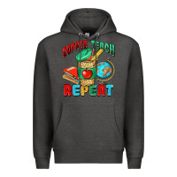 Charcoal Heather coffee teach repeat Premium Hoodie - NancyCooperArtShop