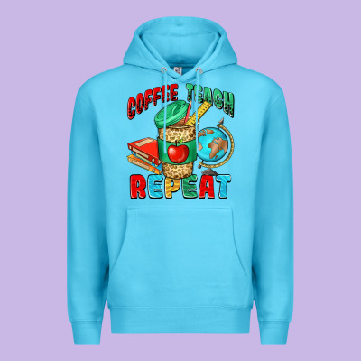 Coffee Teach Repeat Premium Hoodie Designed By Nancycooperartshop