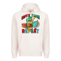 Pale Pink coffee teach repeat Premium Hoodie - NancyCooperArtShop
