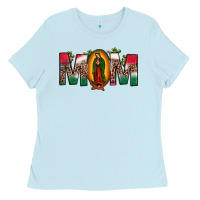 Baby Blue mexican flag our lady of guadalupe mom leopard Ladies Tee - JahusDesignShop