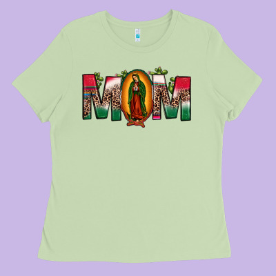 Mexican Flag Our Lady Of Guadalupe Mom Leopard Ladies Tee Designed By Jahusdesignshop