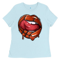 Baby Blue sports lips basketball Ladies Tee - texasbilliewilder