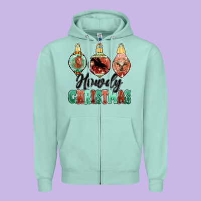 Howdy Christmas Zipper Hoodie Designed By Maliassmallbusiness