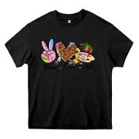 Black peace love art Heavy Core Tee - texasbilliewilder