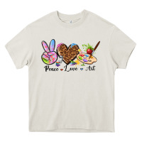 Cream peace love art Heavy Core Tee - texasbilliewilder