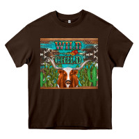 Chocolate Brown whild child longhorn  cactus cowhide Heavy Core Tee - Artiststas