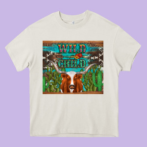 Whild Child Longhorn  Cactus Cowhide Heavy Core Tee Designed By Artiststas