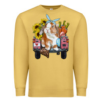 Antique Gold Easter truck with bunny sunflowers and eggs Premium Sweatshirt - RanaPortraitStore
