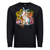 Black Easter truck with bunny sunflowers and eggs Premium Sweatshirt - RanaPortraitStore