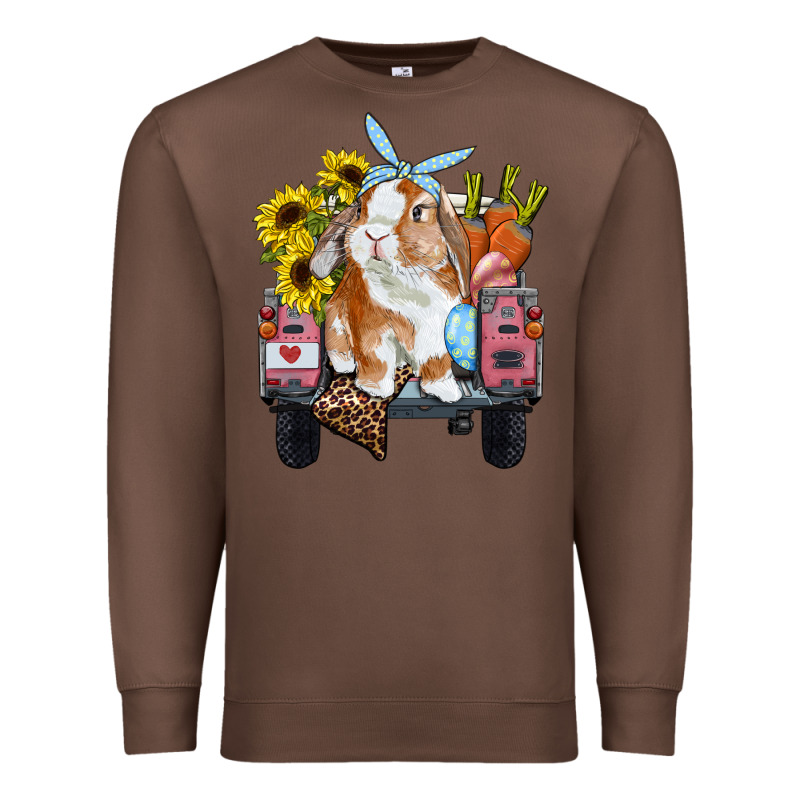 Easter Truck With Bunny Sunflowers And Eggs Premium Sweatshirt by RanaPortraitStore | Teevron