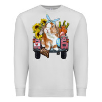 Dove Grey Easter truck with bunny sunflowers and eggs Premium Sweatshirt - RanaPortraitStore