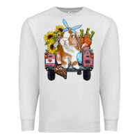 Oatmeal Heather Easter truck with bunny sunflowers and eggs Premium Sweatshirt - RanaPortraitStore