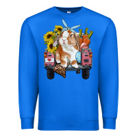 True Royal Easter truck with bunny sunflowers and eggs Premium Sweatshirt - RanaPortraitStore
