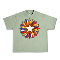 Oil Green american flag and sunflower with star Urban Heavy Tee - Artiststas
