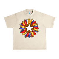 Sandshell american flag and sunflower with star Urban Heavy Tee - Artiststas