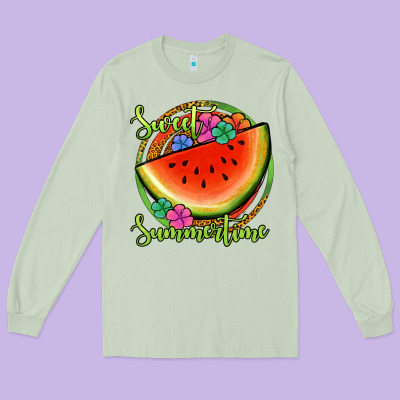 Sweet Summertime Watermelon Long Sleeve Tee Designed By Jasminsmagicworld