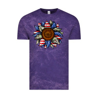 Cloud Purple sunflower american flag Vintage Tee - JahusDesignShop