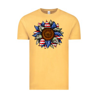 Vintage Mustard sunflower american flag Vintage Tee - JahusDesignShop