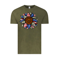 Vintage Olive sunflower american flag Vintage Tee - JahusDesignShop