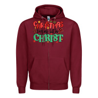 Burgundy christmas begins with christ Zipper Hoodie - MaliasSmallBusiness
