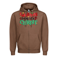 Chestnut christmas begins with christ Zipper Hoodie - MaliasSmallBusiness