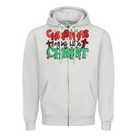 Dove Grey christmas begins with christ Zipper Hoodie - MaliasSmallBusiness