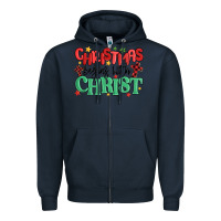 Navy christmas begins with christ Zipper Hoodie - MaliasSmallBusiness