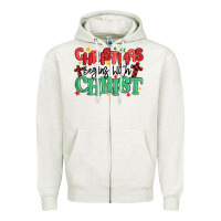 Oatmeal Heather christmas begins with christ Zipper Hoodie - MaliasSmallBusiness