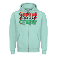 Seafoam christmas begins with christ Zipper Hoodie - MaliasSmallBusiness