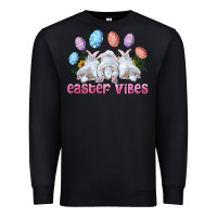 Black Easter Vibes with Bunny and Eggs Premium Sweatshirt - RanaPortraitStore