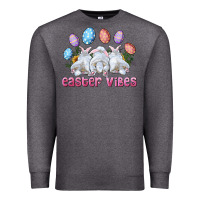 Charcoal Heather Easter Vibes with Bunny and Eggs Premium Sweatshirt - RanaPortraitStore