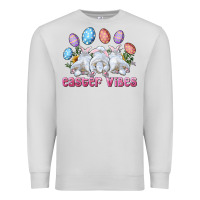 Dove Grey Easter Vibes with Bunny and Eggs Premium Sweatshirt - RanaPortraitStore