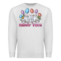 Oatmeal Heather Easter Vibes with Bunny and Eggs Premium Sweatshirt - RanaPortraitStore
