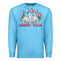 Ocean Blue Easter Vibes with Bunny and Eggs Premium Sweatshirt - RanaPortraitStore