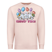 Pale Pink Easter Vibes with Bunny and Eggs Premium Sweatshirt - RanaPortraitStore
