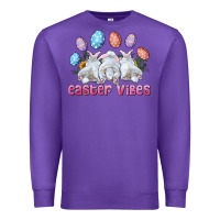 Purple Easter Vibes with Bunny and Eggs Premium Sweatshirt - RanaPortraitStore